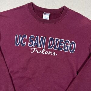 UC San Diego Tritons Sweatshirt Mens Medium Maroon Crewneck‎ Jerzees College